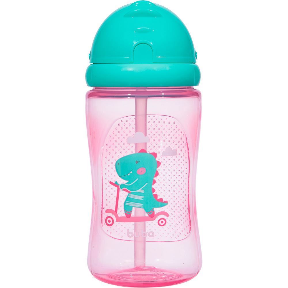 Garrafinha Dino Patinete 340 Ml Buba - Rosa Claro