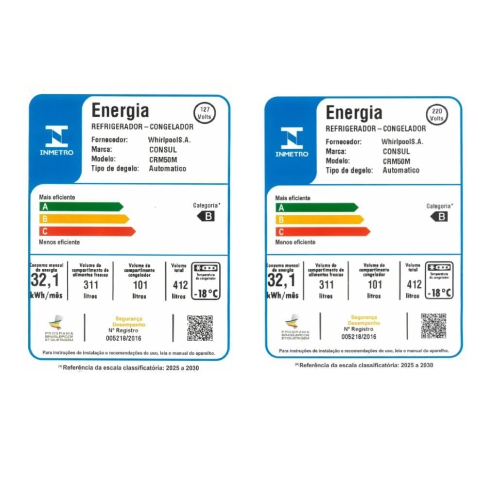 Refrigerador Geladeira Consul 412 Litros Frost Free Duplex CRM50MB