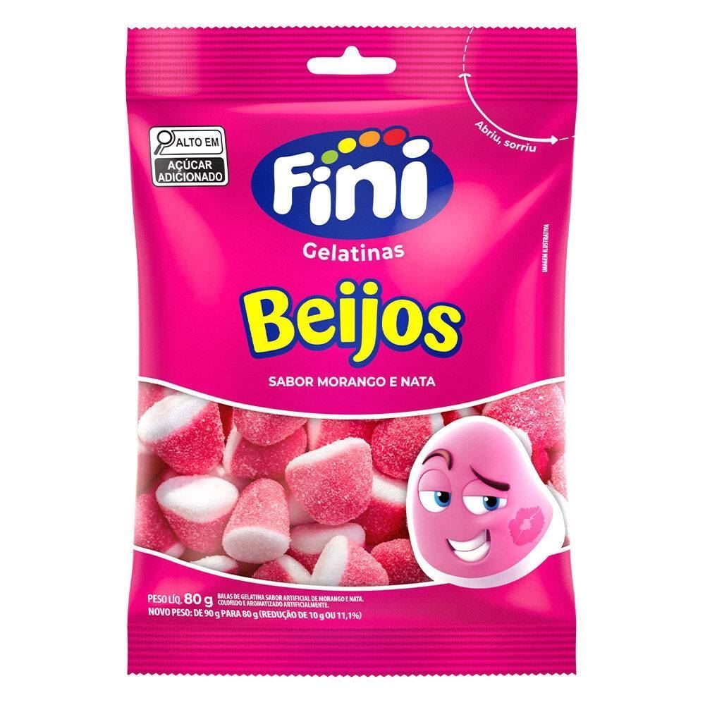 Bala De Gelatina Beijos De Morango Fini - 80g
