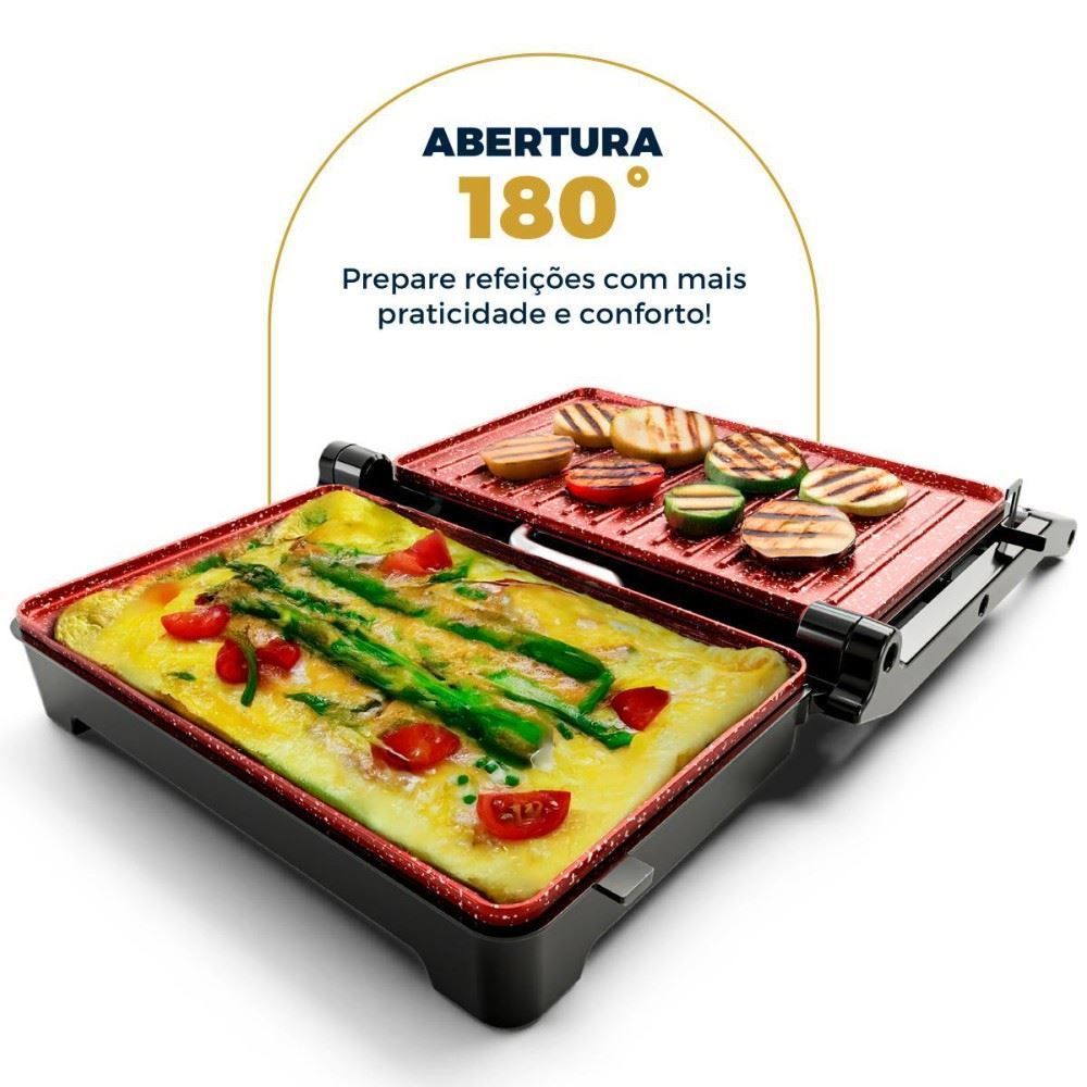 Grill e Sanduicheira Britânia 2 em 1 com Abertura 180º BGR28A