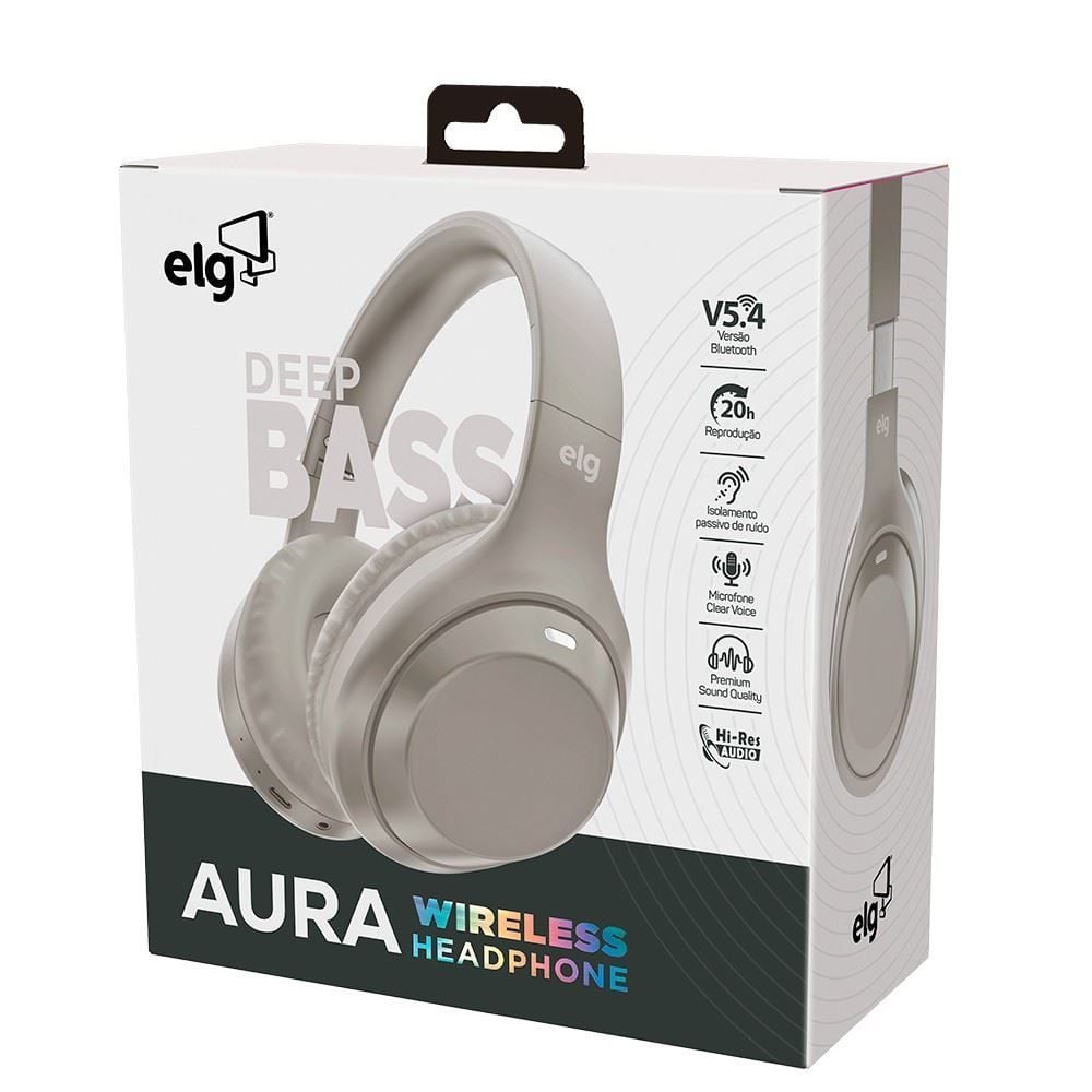 Fone de Ouvido Bluetooth Elg Aura com Microfone Cinza