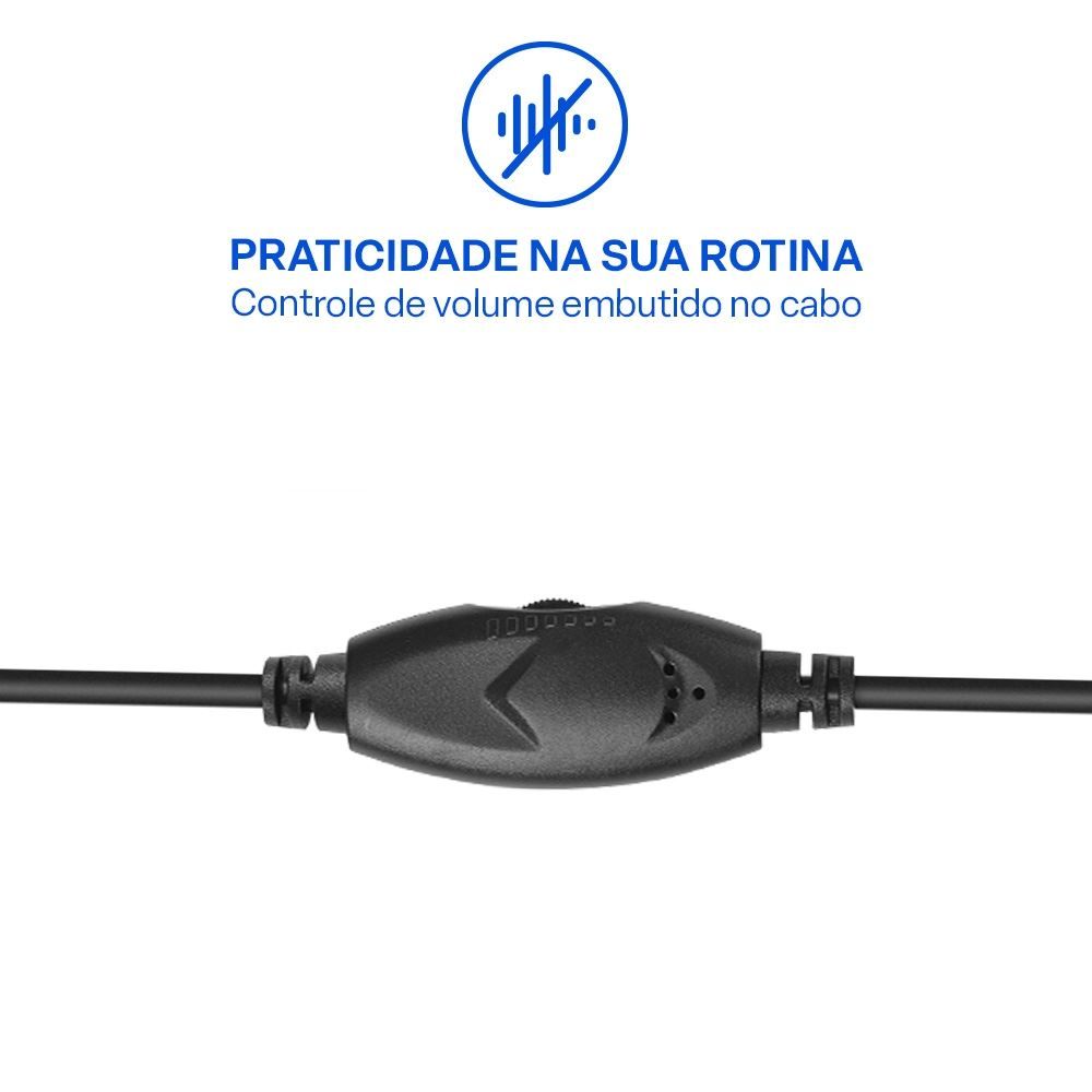 Headset com Fio P3 Multi Adaptador Usb Controle de Volume Integrado