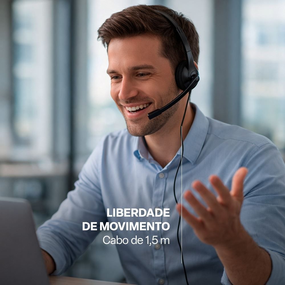 Headset com Fio P3 Multi Adaptador Usb Controle de Volume Integrado