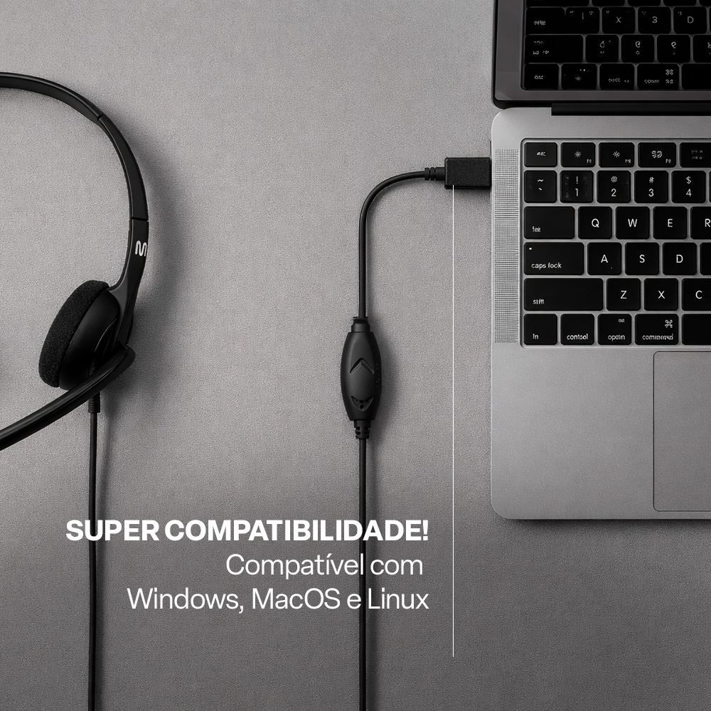 Headset com Fio P3 Multi Adaptador Usb Controle de Volume Integrado