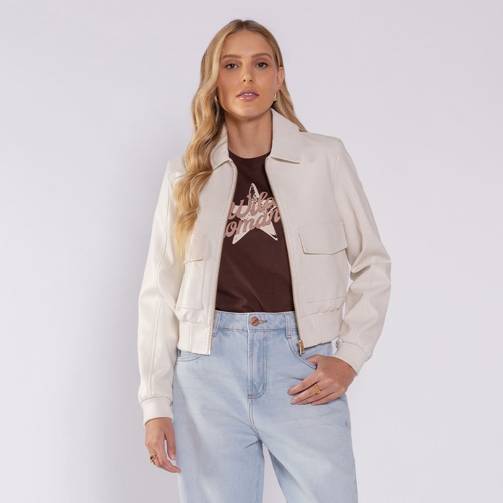 Jaqueta Feminina Bomber Em PU Boby Blues