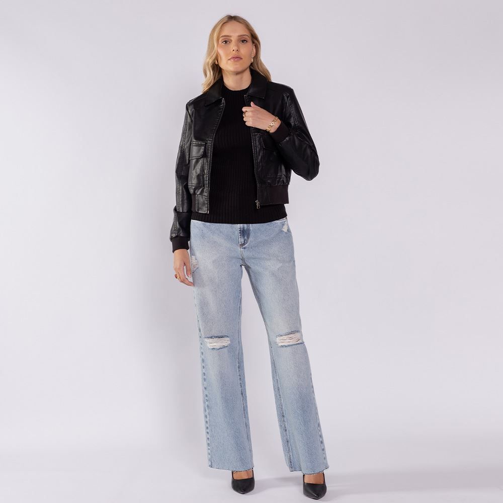 Jaqueta Feminina Bomber Em PU Boby Blues