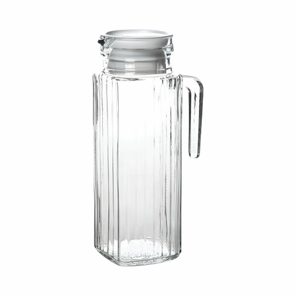 Jarra de Vidro com Tampa de Plástico Clink 1 Litro - Transparente e Branco