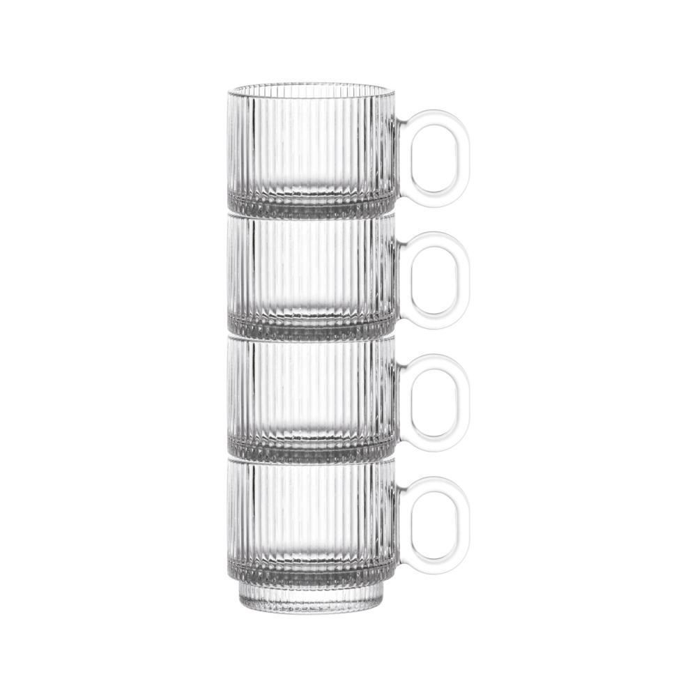Jogo 4 Canecas De Vidro Transparente Hauskraft 95Ml - GRAFFIATO