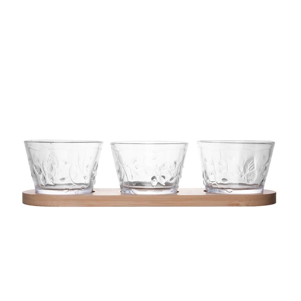 Jogo de Bowls com Suporte de Bambu New Butterfly 3 Peças Lyor