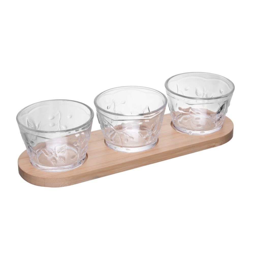 Jogo de Bowls com Suporte de Bambu New Butterfly 3 Peças Lyor