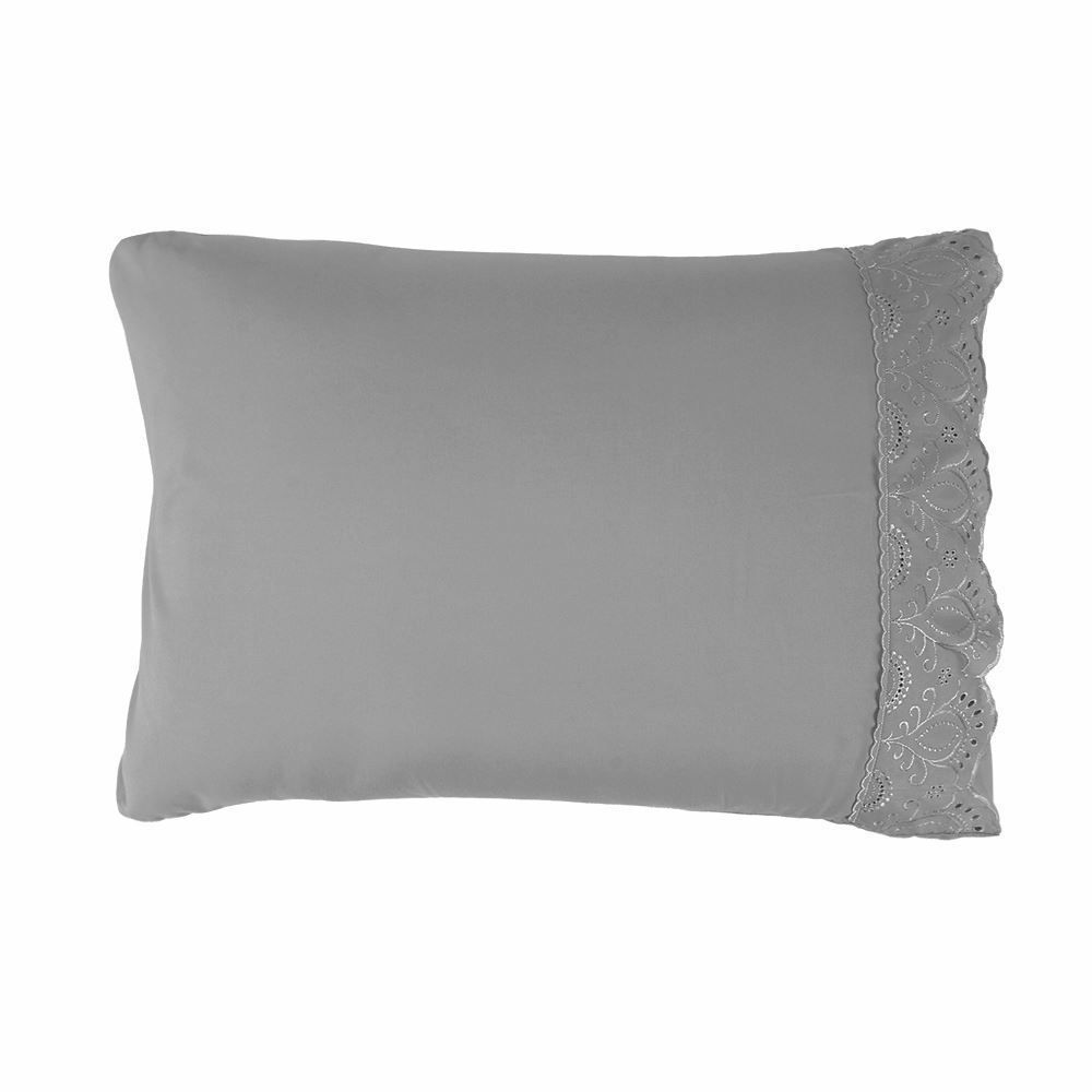 Jogo de Cama Casal Imperial com Renda Havan Casa 4 pçs - Cinza