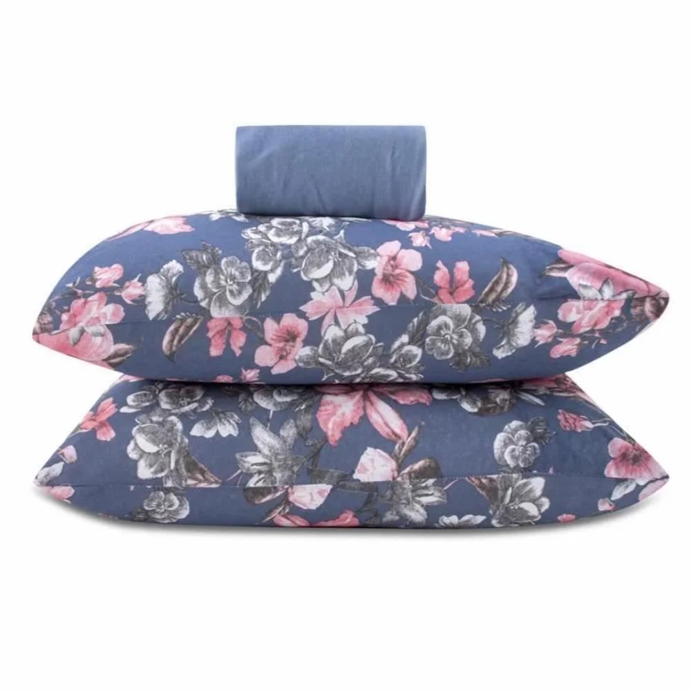 Jogo de Cama Casal Malha Solecasa Havan Casa 3 pçs - Alicia Azul Jeans