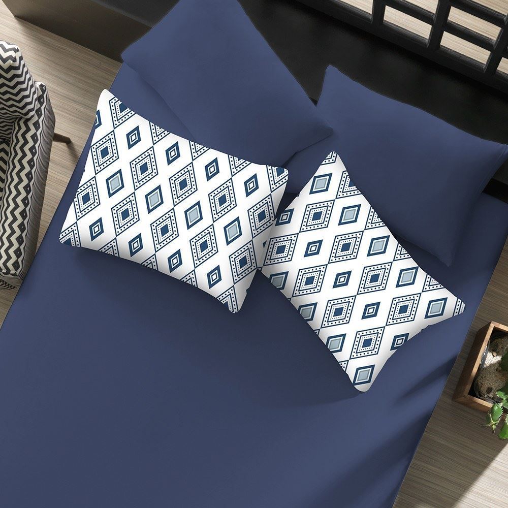 Jogo de Cama Casal Malha Solecasa Havan Casa 3 pçs - Horizonte Azul Profundo