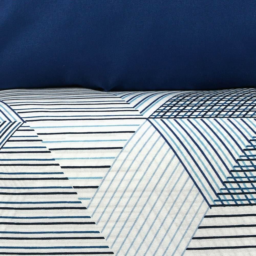 Jogo de Cama Casal Napoli Havan Casa 4 pçs - Cubos Geométricos Azul