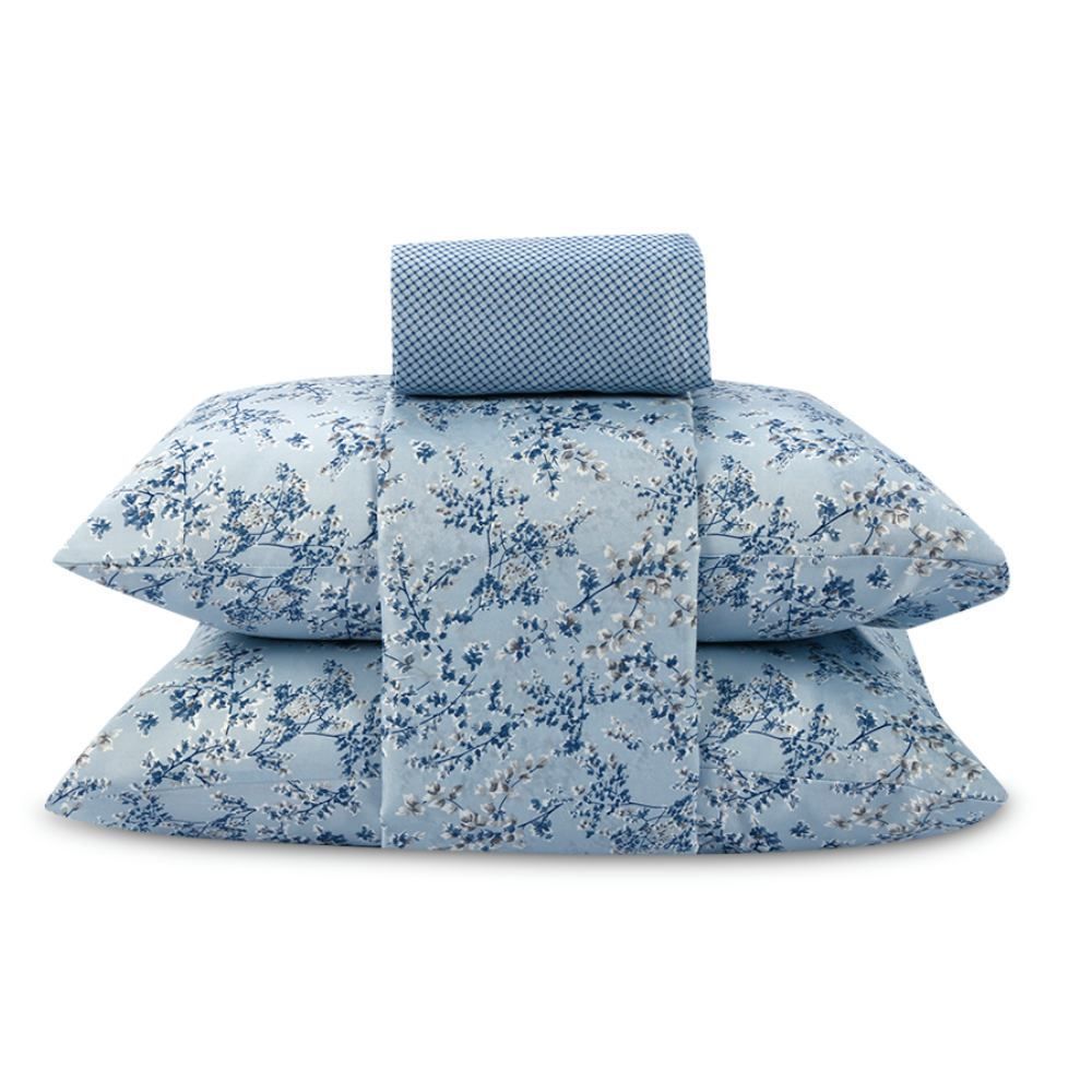 Jogo de Cama Casal Napoli Havan Casa 4 pçs - Charme Azul