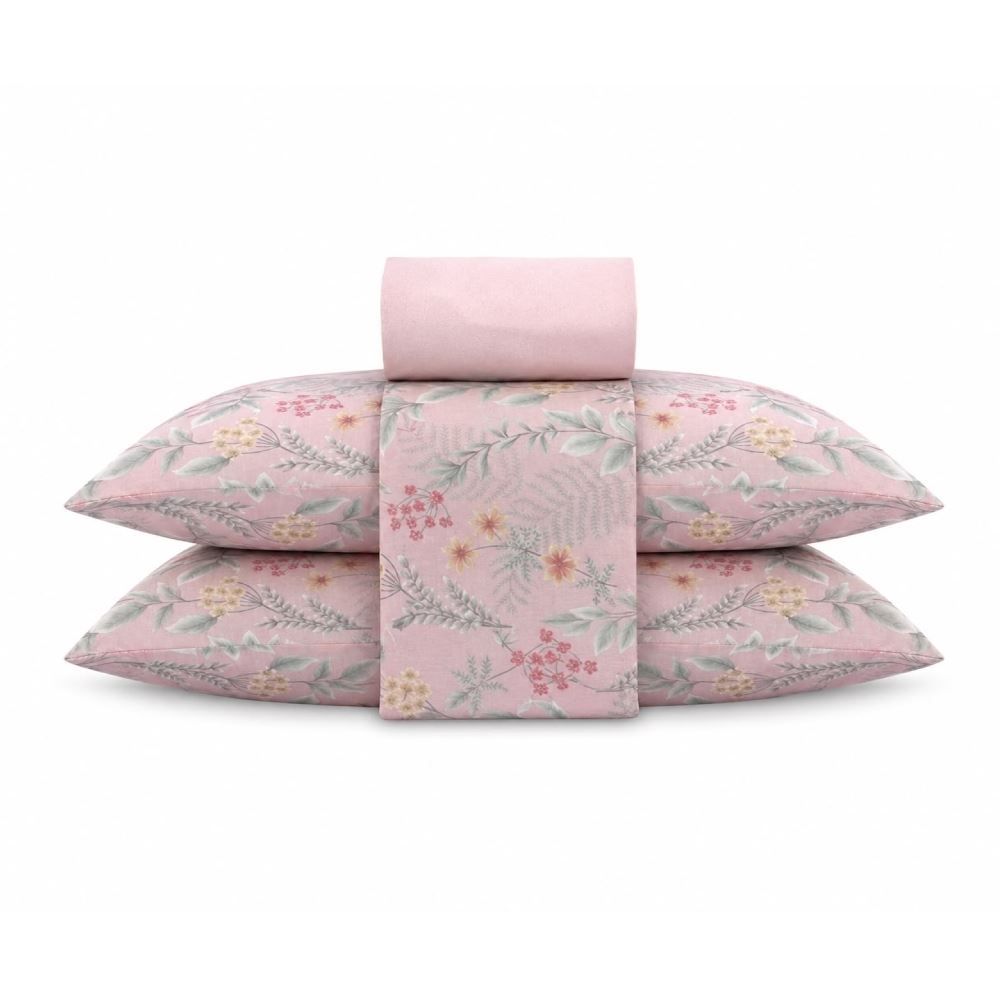 Jogo de Cama Casal Napoli Havan Casa 4 pçs - Iris Flowers Rose