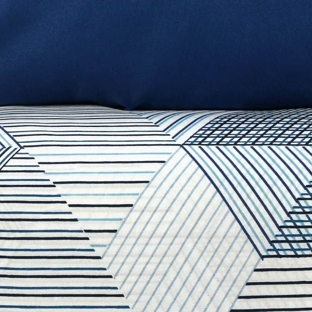 Jogo de Cama Casal Napoli Havan Casa 4 pçs - Cubos Geométricos Azul