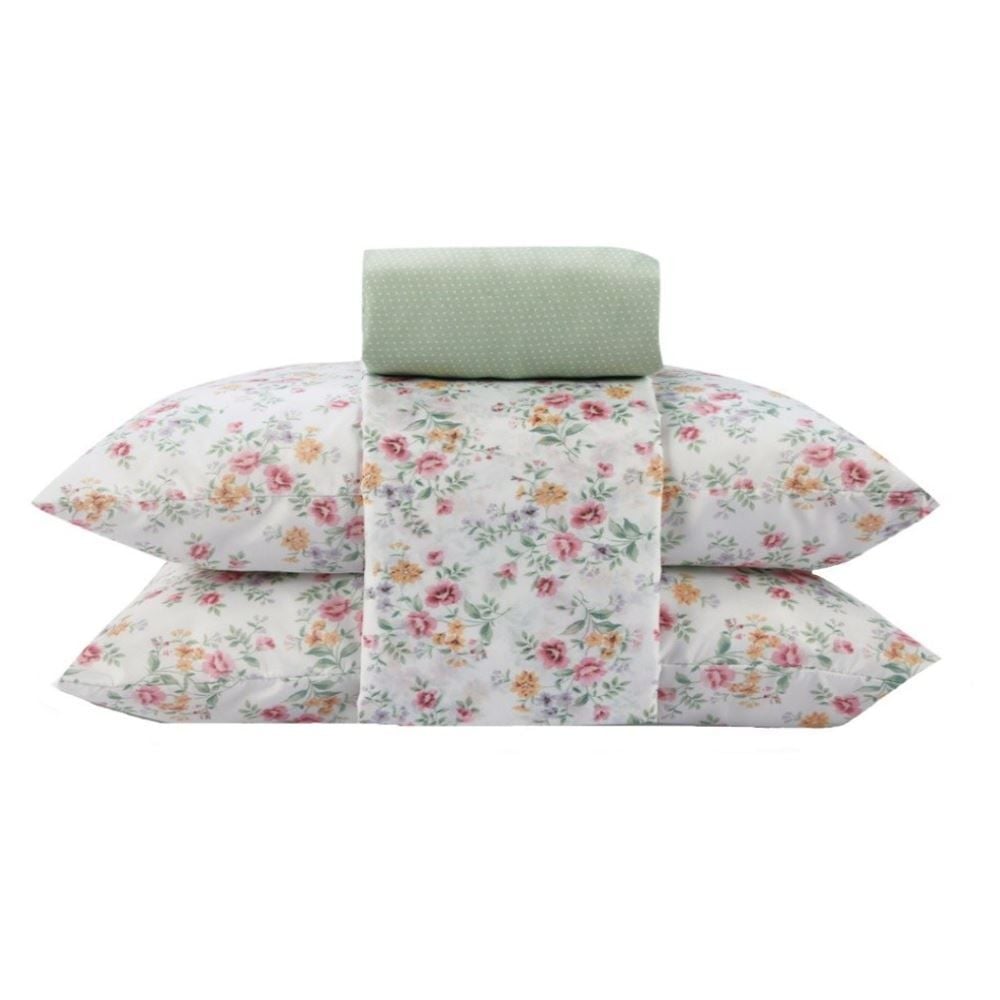 Jogo de Cama Casal Napoli Havan Casa 4 pçs - Luz Flowers Verde