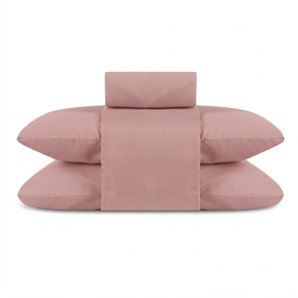 Jogo de Cama Casal Percal Buona Fortuna 4 pçs - Rosa Liso Novo
