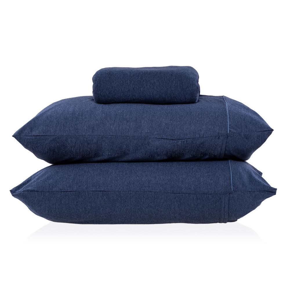 Jogo De Cama King Malha Mescla Urban Confort Havan Casa 3 Pçs - Mar Noturno Azul
