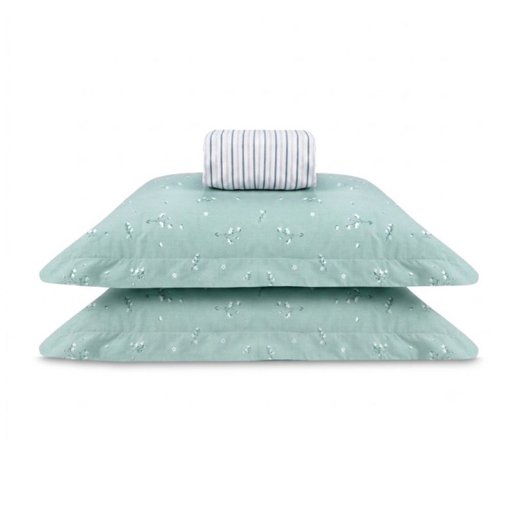 Jogo de Cama King Percal Buona Fortuna 3 pçs - Iris Listra Verde
