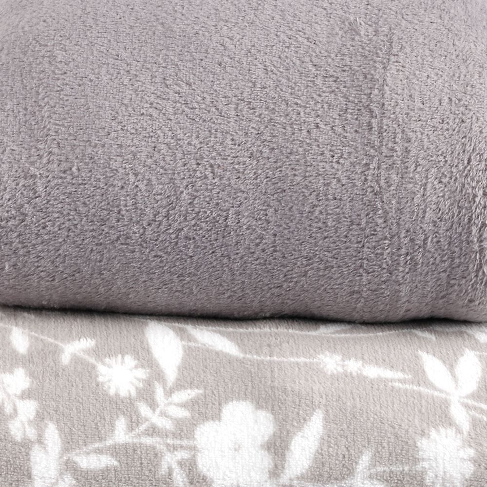 Jogo de Cama Plush Provence Queen 3 pçs - Yasmin Floral Cinza