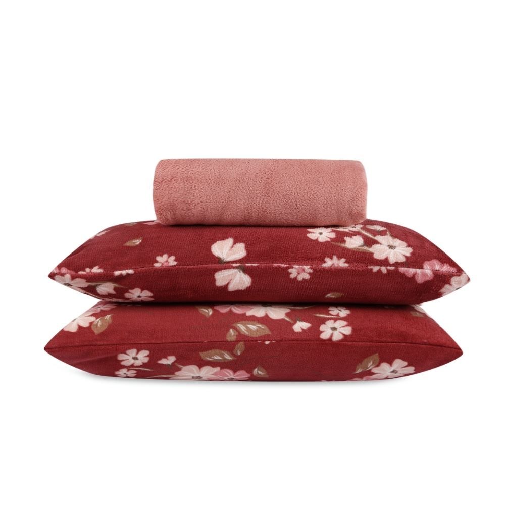 Jogo de Cama Plush Provence Queen 3 pçs - Nina Floral Rosa