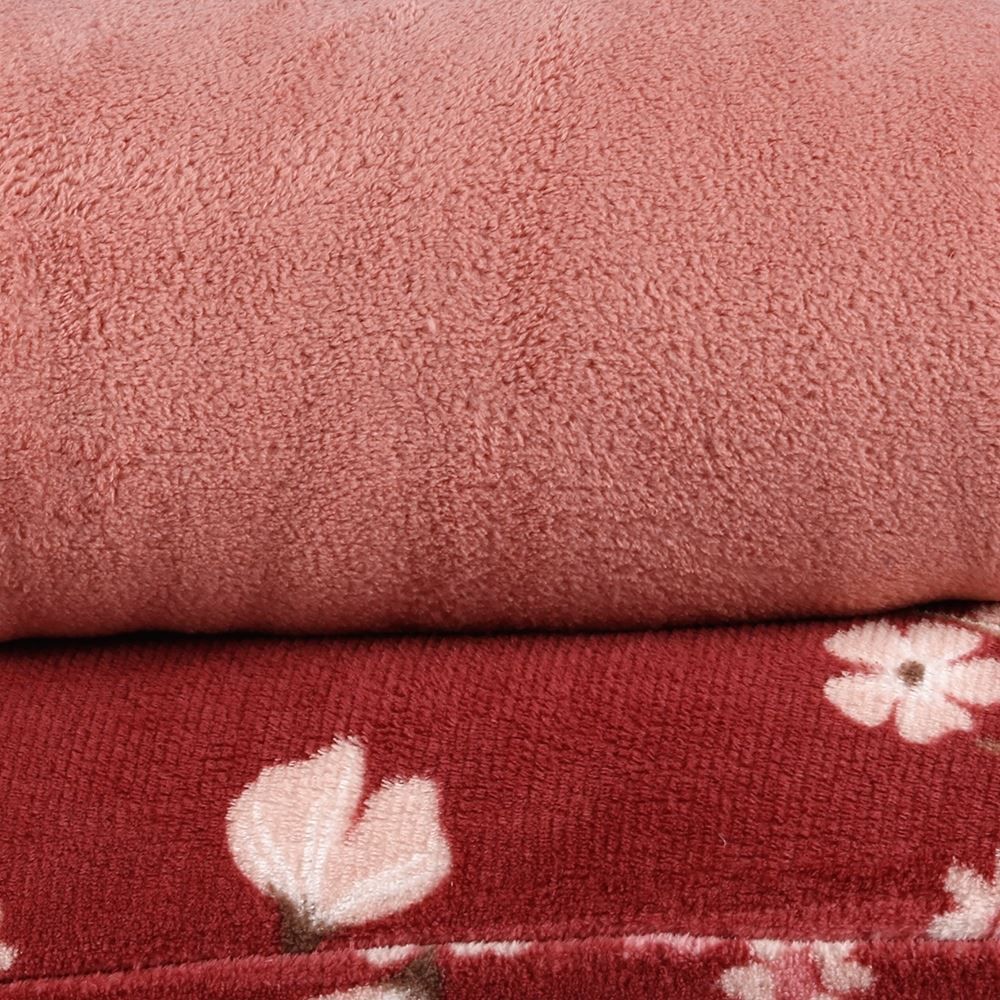 Jogo de Cama Plush Provence Queen 3 pçs - Nina Floral Rosa