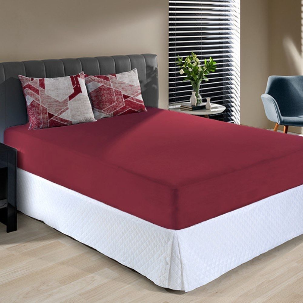 Jogo de Cama Queen Malha 100% Algodão Paris 3 pçs Havan Casa - Rubi Vermelho
