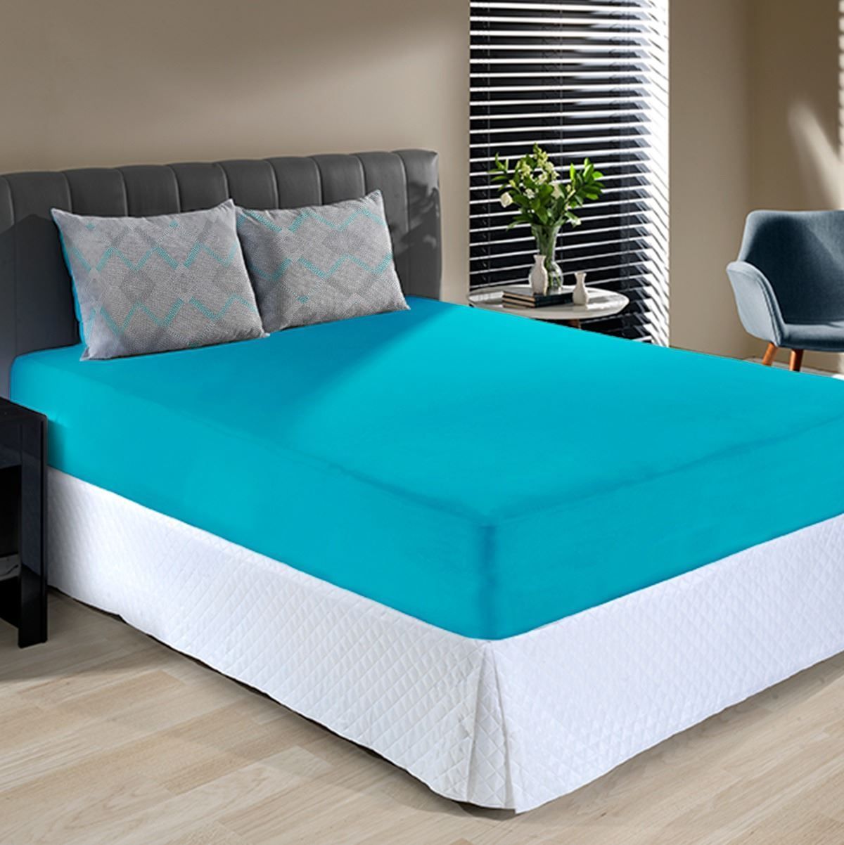 Jogo De Cama Queen Malha 100% Algodão Solecasa 3 Pçs - Venice Turquesa