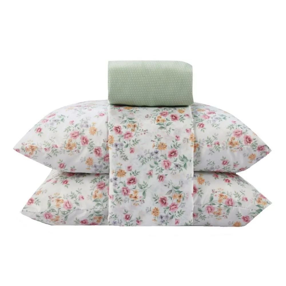 Jogo de Cama Queen Napoli Havan Casa 4 pçs  - Luz Flowers Verde