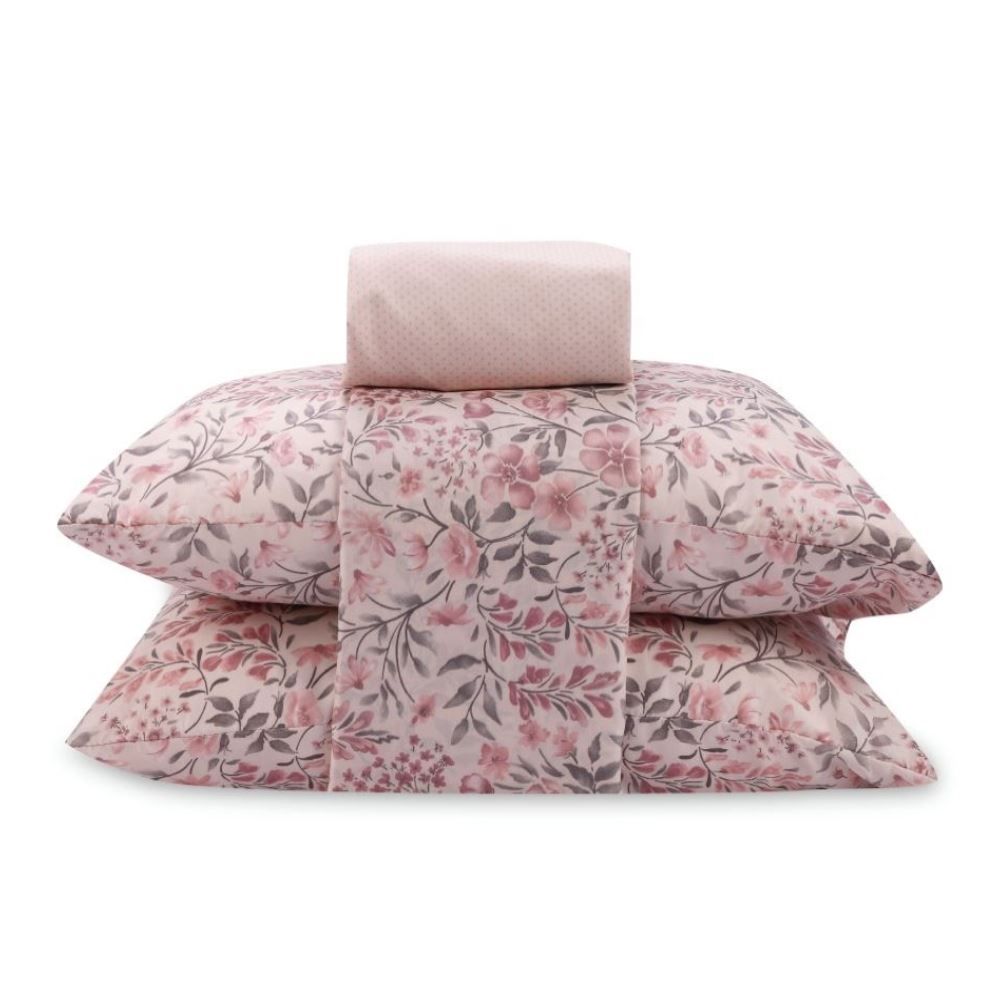 Jogo de Cama Queen Napoli Havan Casa 4 pçs  - Camille Flowers Rosa