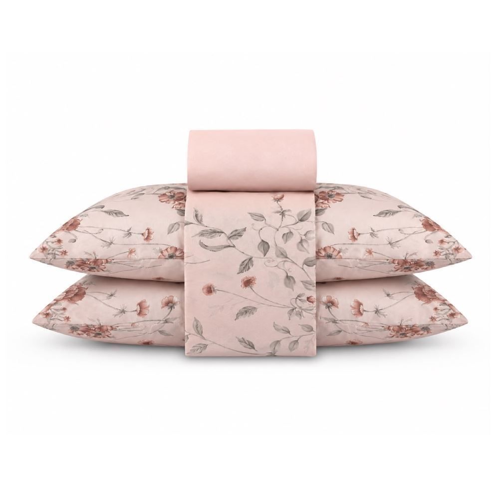 Jogo de Cama Queen Napoli Havan Casa 4 pçs  - Suri Flowers Rosa