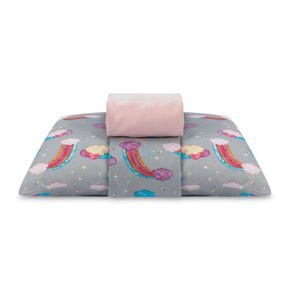  Jogo de Cama Solteiro 150 Fios Havan Kids 3 pçs - Rainbow Cinza