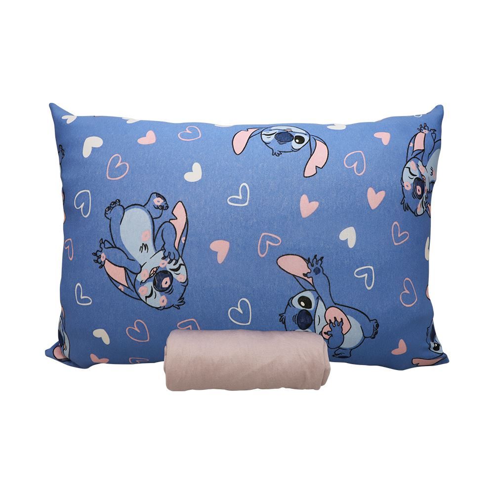 Jogo De Cama Solteiro Malha Estampado Disney - STITCH SWEET/MALBEC CLARO