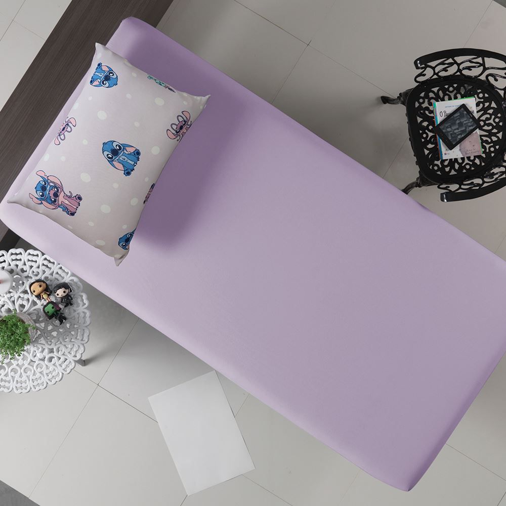 Jogo De Cama Solteiro Malha Estampado Disney - LOVE STITCH/LAVANDA - 67