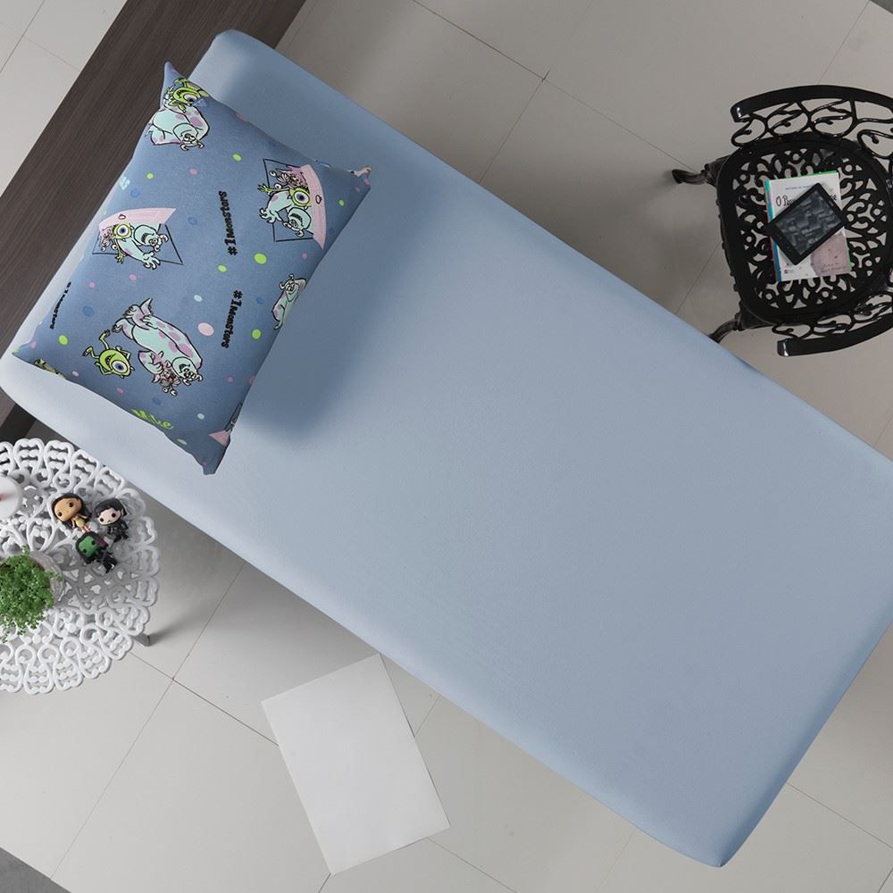 Jogo de Cama Solteiro Malha Estampado Disney - Sulley e Mike Azul