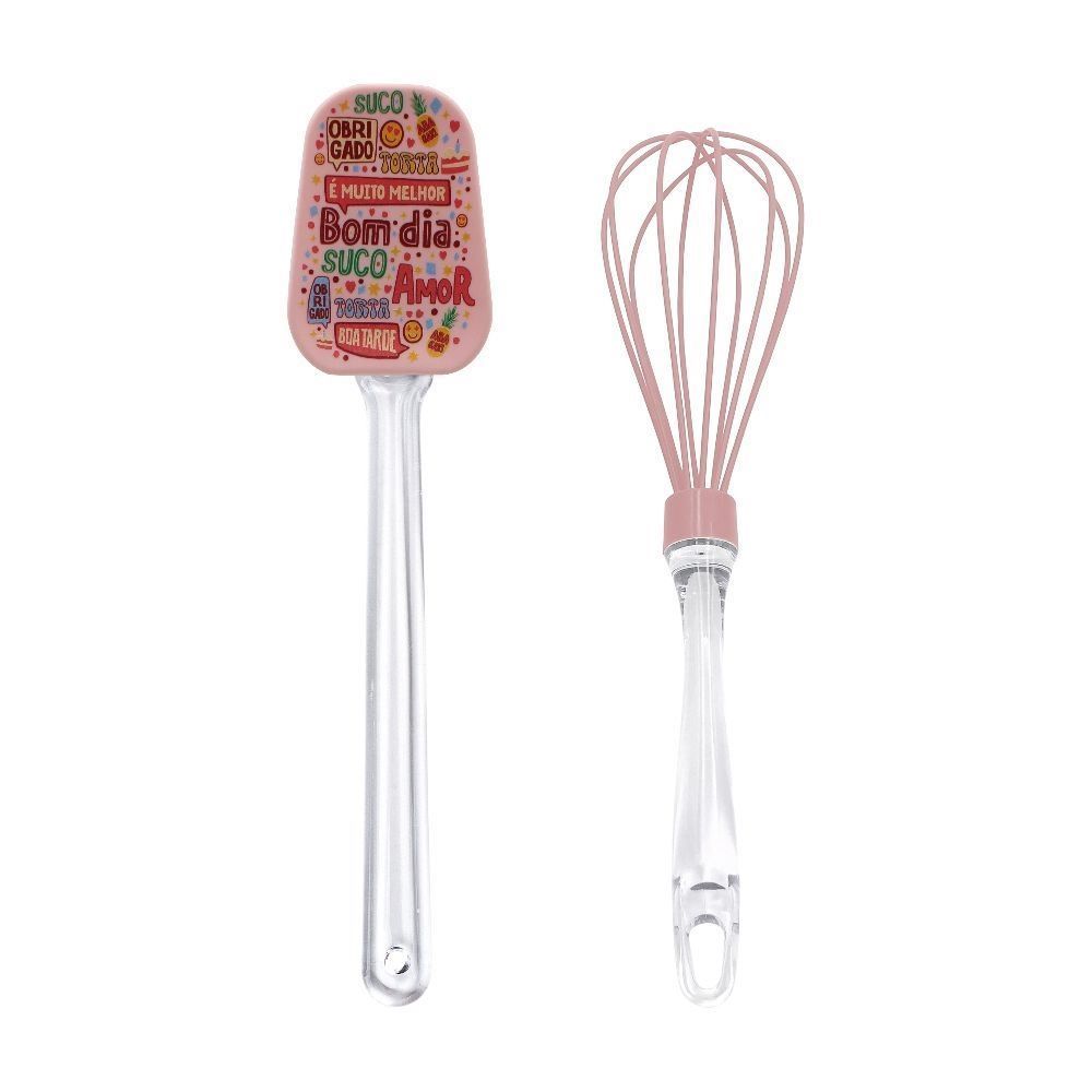 Jogo de Espátula e Batedor Rosa 2 Peças - Havan Casa