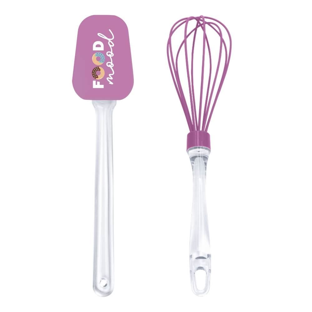 Jogo de Espátula e Fouet de Silicone Food Mood Havan Casa 2 Peças - Rosa