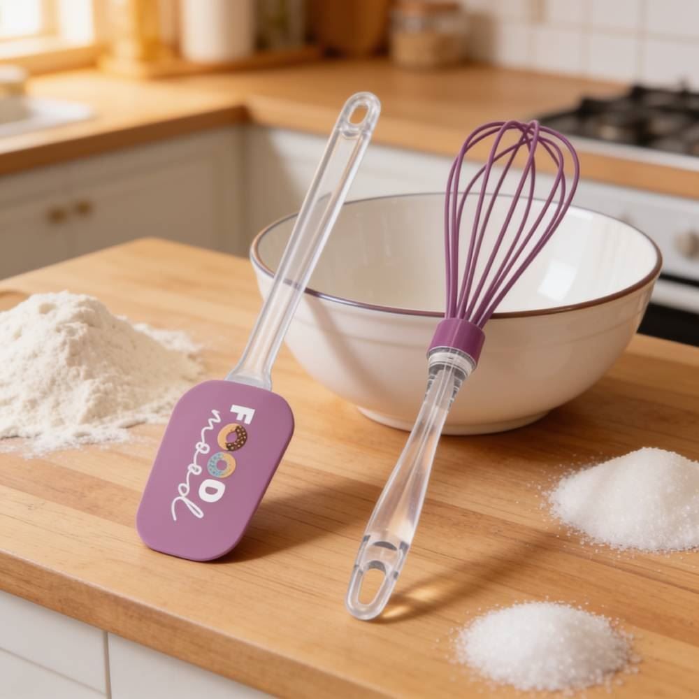 Jogo de Espátula e Fouet de Silicone Food Mood Havan Casa 2 Peças - Rosa