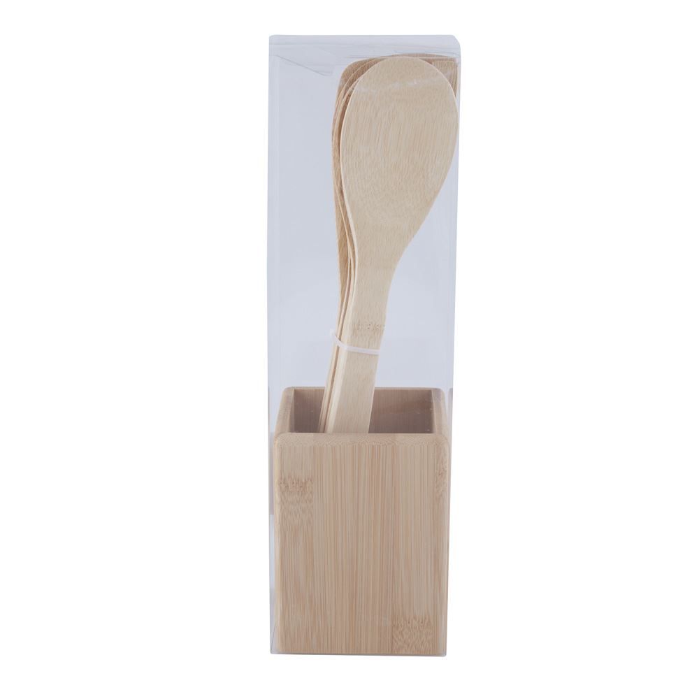 Jogo De Utensílios Com Suporte Finecasa 4 Peças - Bambu