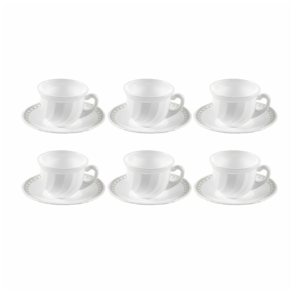 Jogo de Xícaras com Pires Opaline Paris 190Ml Havan Casa 12 pçs - Branco