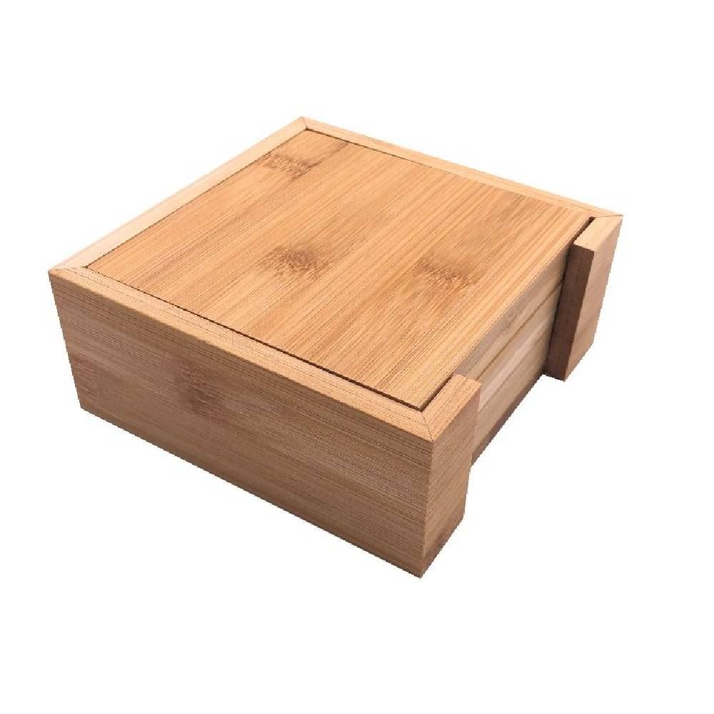 Jogo Descanso De Copo Com Suporte Quadrado 6 Peças - Bambu