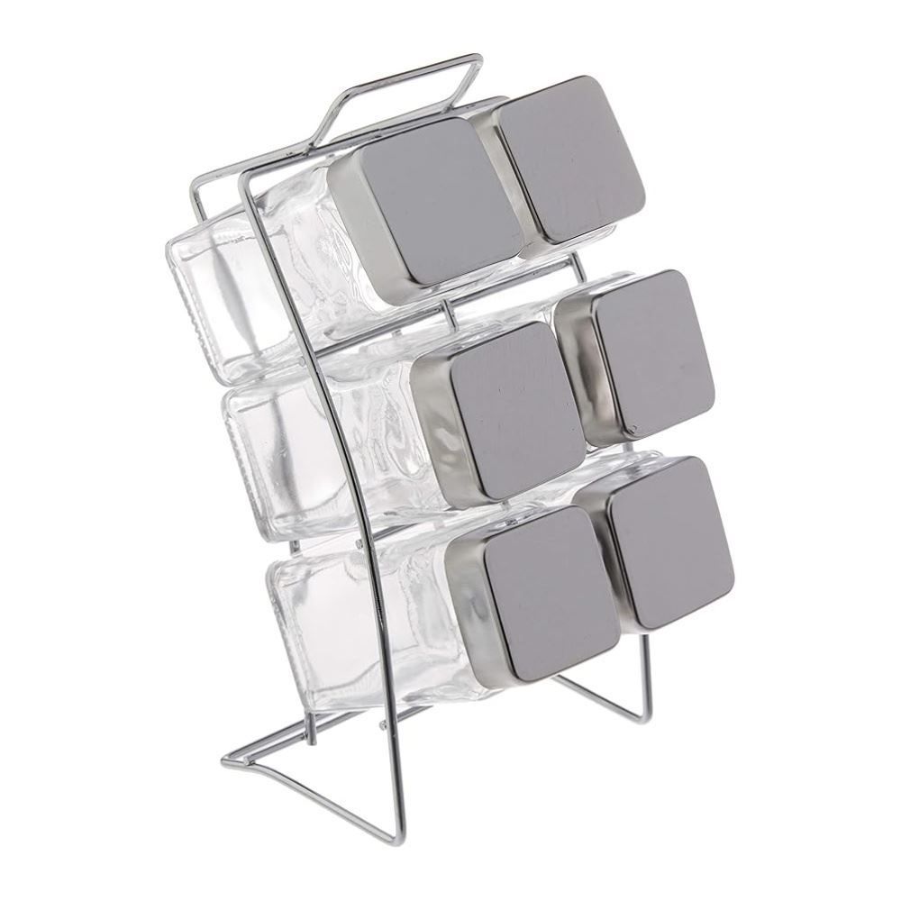 Jogo Porta Condimentos com Suporte Euro Home 6 Peças - Vidro