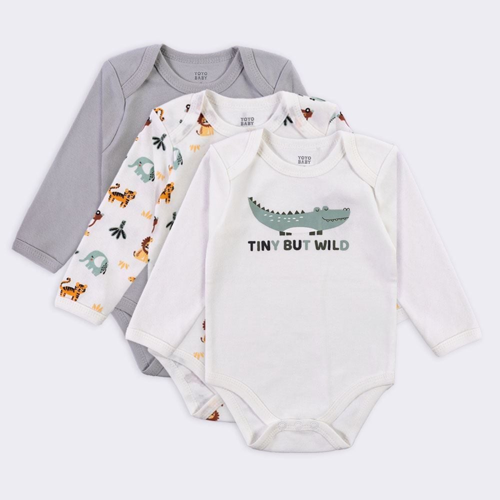 Kit Bebê Body Manga Longa 3 Peças Yoyo Baby