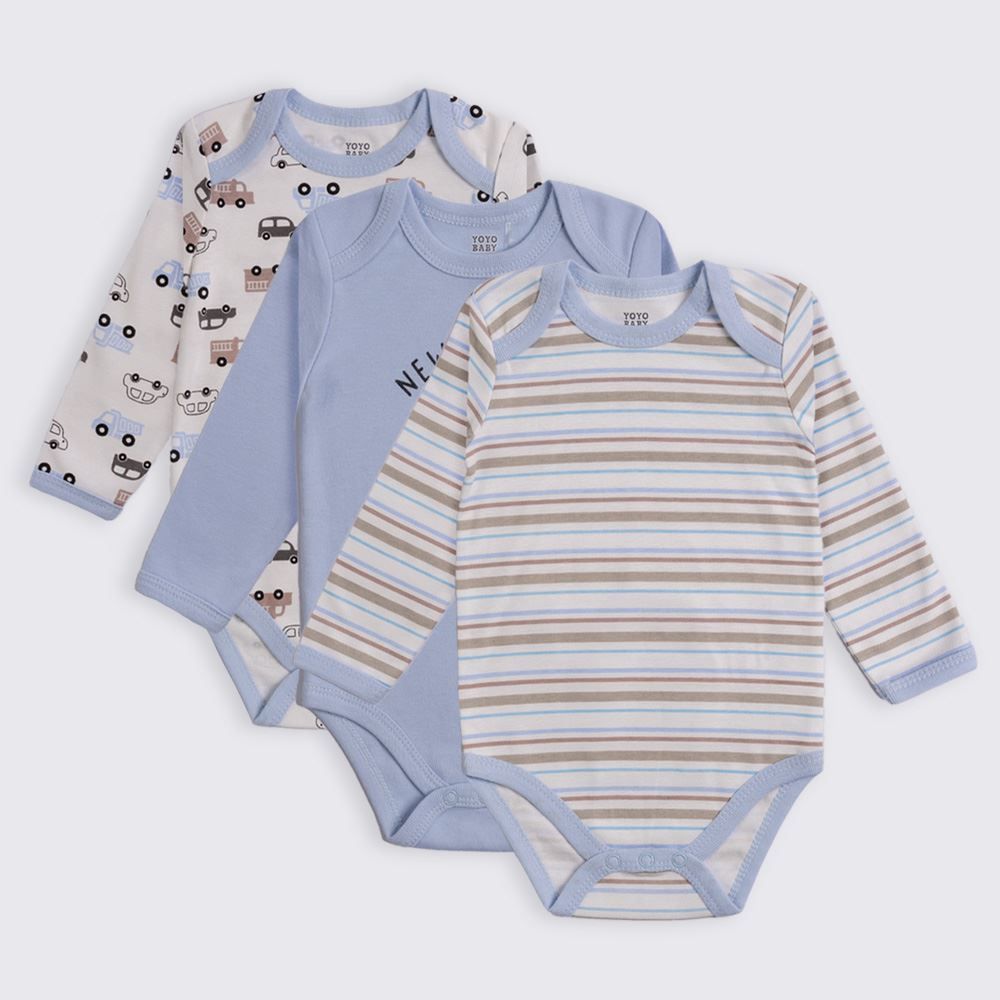Kit Bebê Body Manga Longa 3 Peças Yoyo Baby