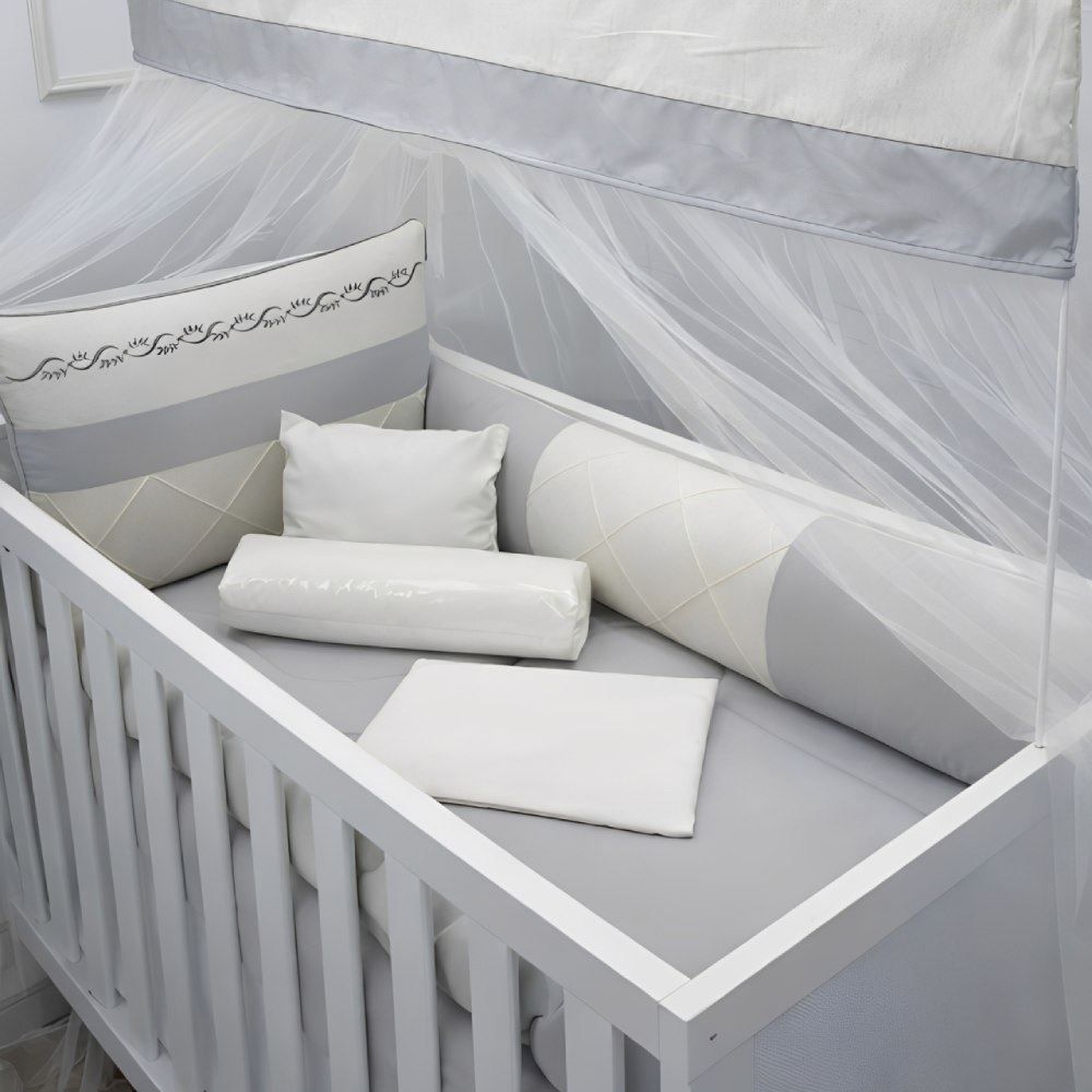 Kit Berço 9 Peças Cinza - Tiquinho Baby