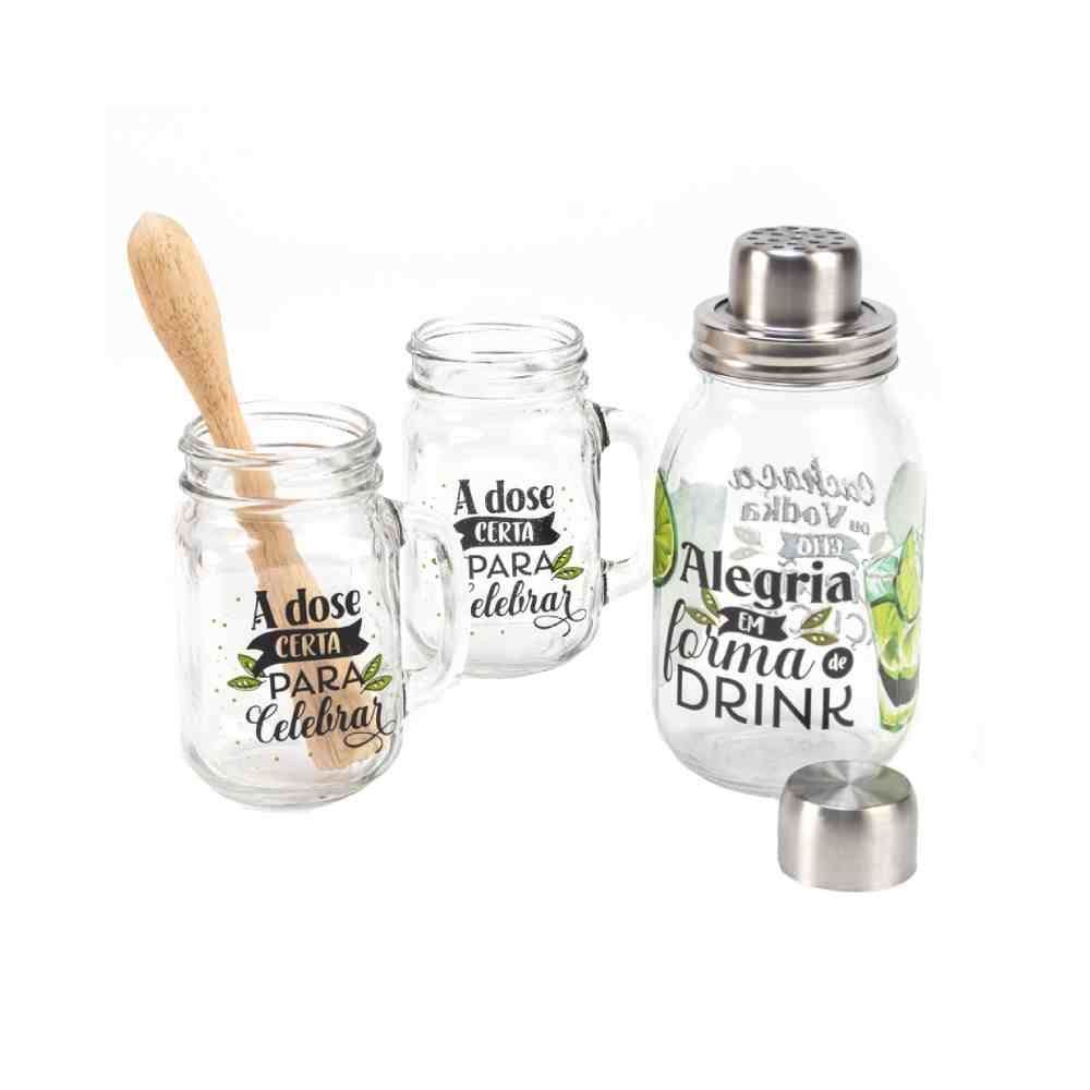 Kit Caipirinha De Vidro Hauskraft 4 Peças - Transparente 