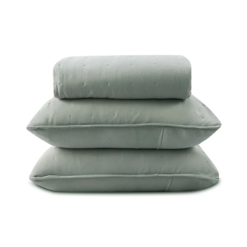 Kit Colcha Casal 100% Poliéster Elegance Lisa Havan Casa 3 pçs - Verde