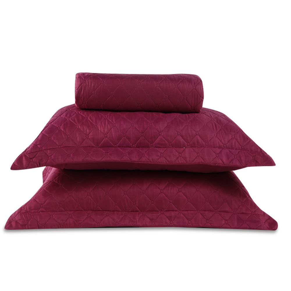 Kit Colcha Casal 100% Poliéster Lisa Versalhes Havan Casa 3 Peças - Rosa Malva